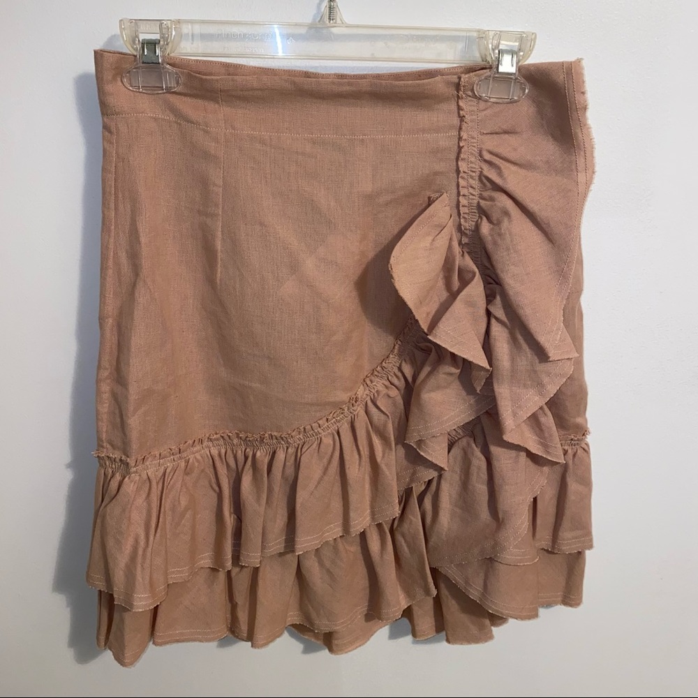 NWT $200 IRO S19 Musk Linen Side Zip Tiered Ruffled A-Line Skirt FR38 - Picture 3 of 11